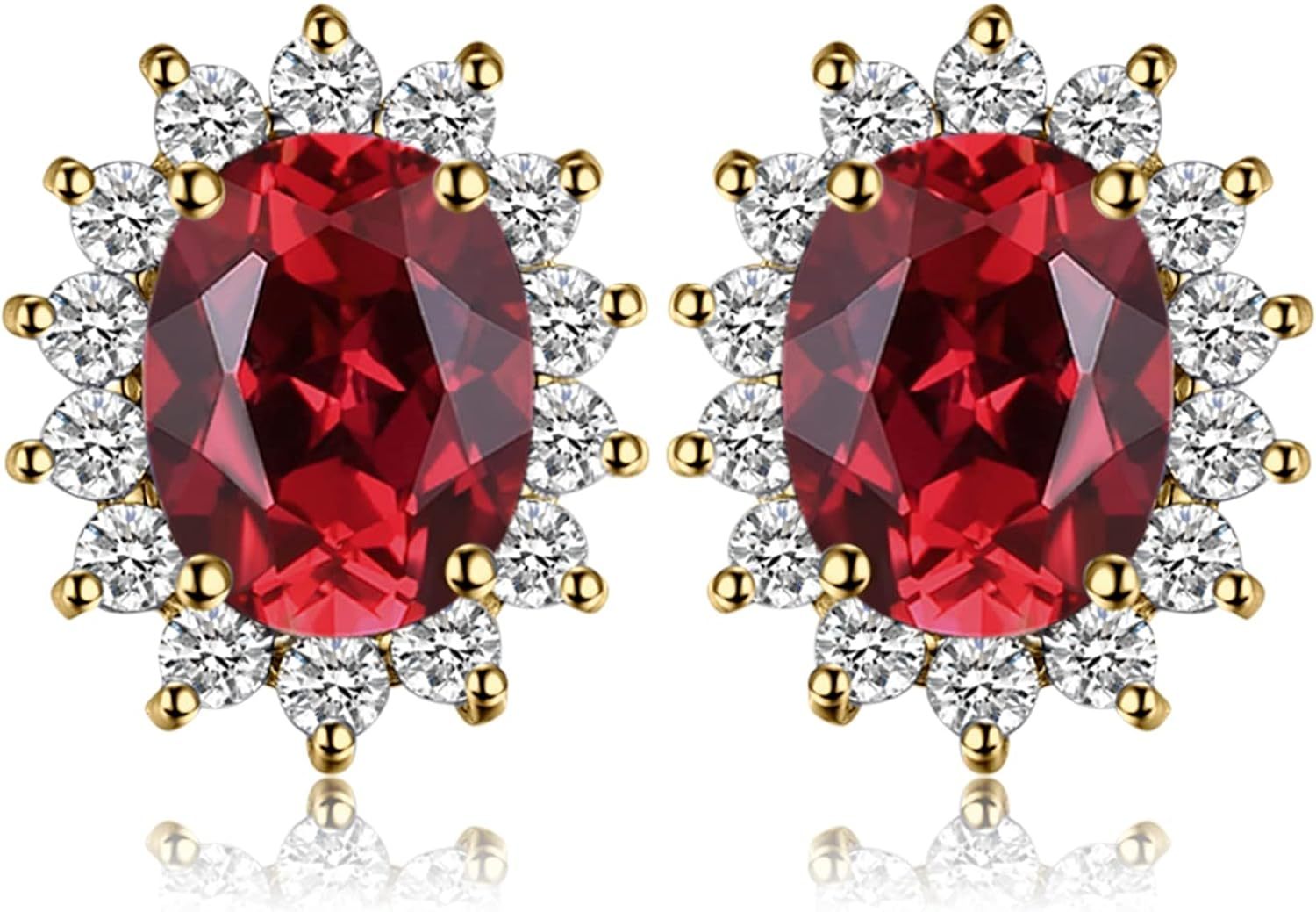 Vintage Moissanite Emerald Ruby Stud Earrings 14k Gold Plated 925 Sterling Silver Earrings | Mix Mix Style [Hot Seller]-Mix MIx Style