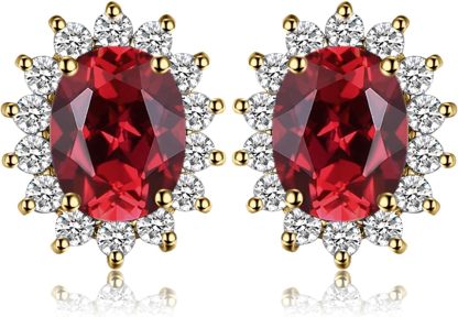 Vintage Moissanite Emerald Ruby Stud Earrings 14k Gold Plated 925 Sterling Silver Earrings | Mix Mix Style [Hot Seller]-Mix MIx Style