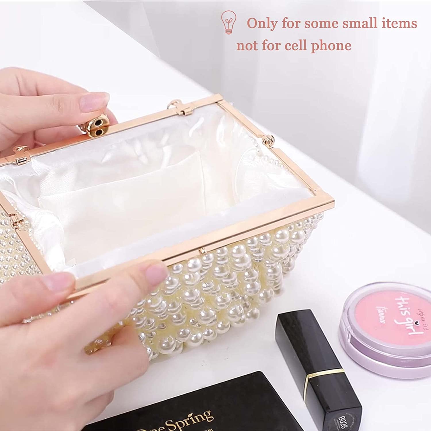 Artificial Pearl Beaded Clutch Evening Bags for Women Formal Bridal Wedding Clutch Purse Prom Cocktail Party Handbags | Mix Mix Style [Hot Seller]-Mix MIx Style