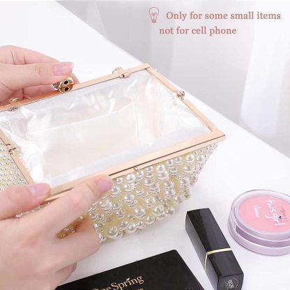 Artificial Pearl Beaded Clutch Evening Bags for Women Formal Bridal Wedding Clutch Purse Prom Cocktail Party Handbags | Mix Mix Style [Hot Seller]-Mix MIx Style
