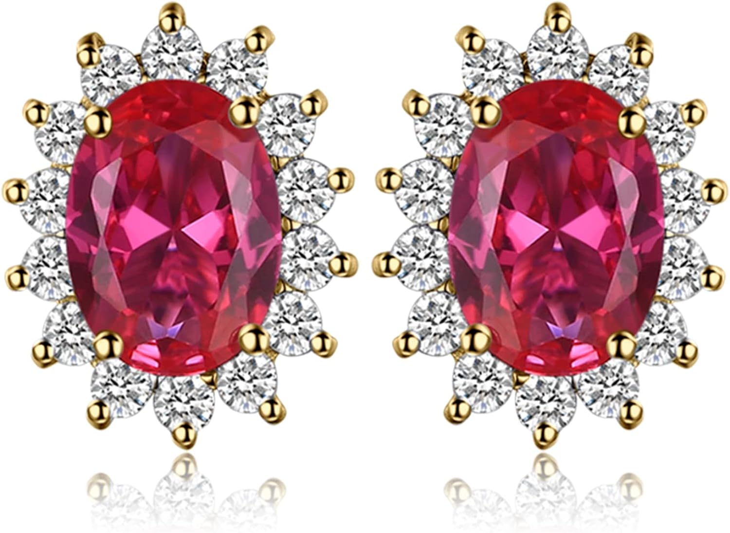 Vintage Moissanite Emerald Ruby Stud Earrings 14k Gold Plated 925 Sterling Silver Earrings | Mix Mix Style [Hot Seller]-Mix MIx Style