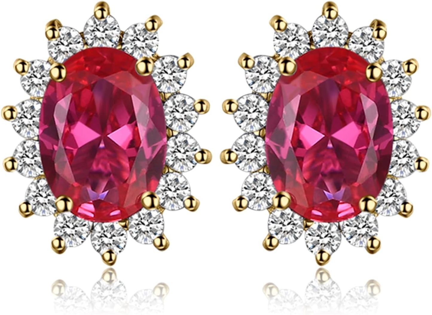 Vintage Moissanite Emerald Ruby Stud Earrings 14k Gold Plated 925 Sterling Silver Earrings | Mix Mix Style [Hot Seller]-Mix MIx Style