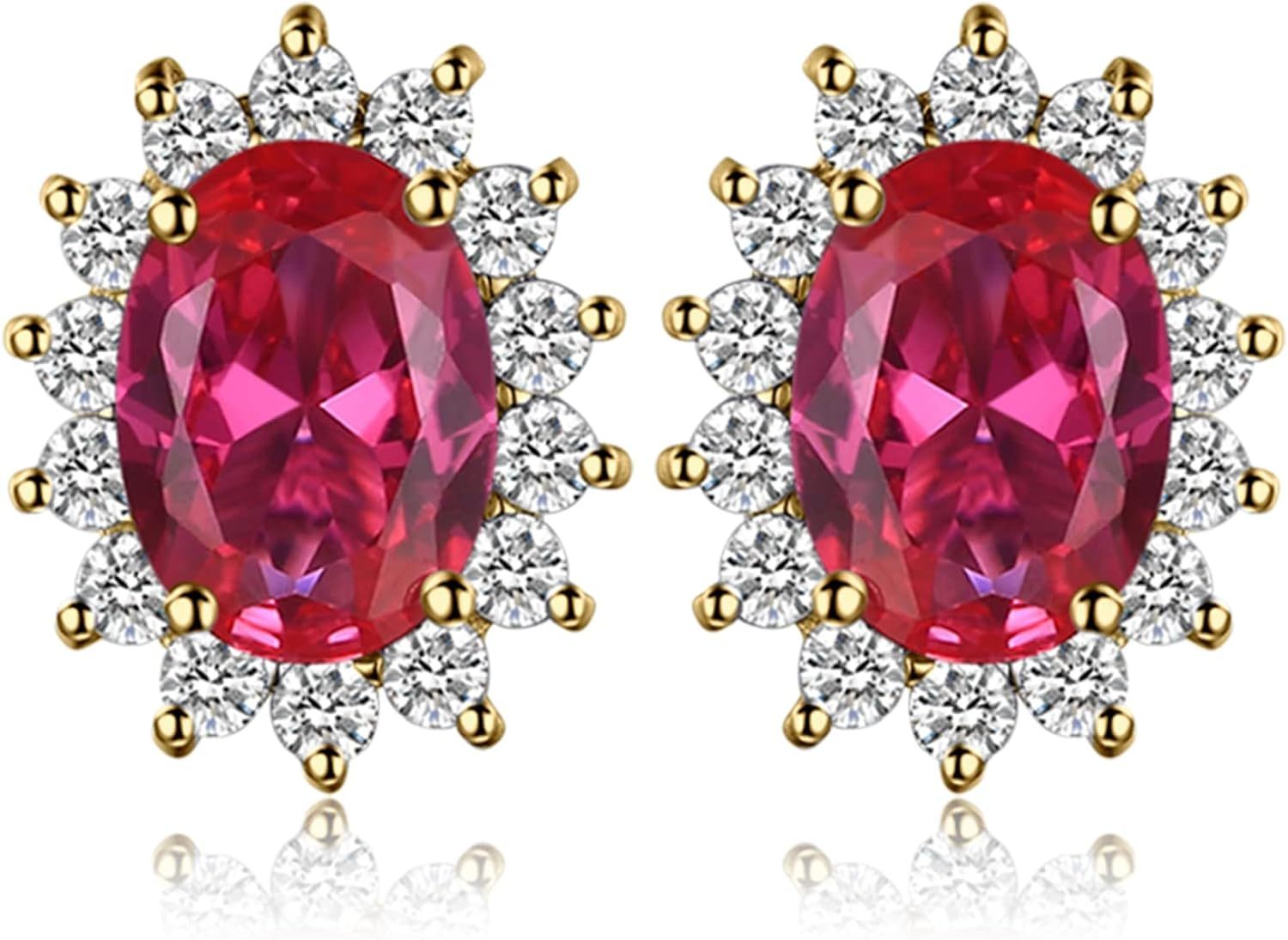 Vintage Moissanite Emerald Ruby Stud Earrings 14k Gold Plated 925 Sterling Silver Earrings | Mix Mix Style [Hot Seller]-Mix MIx Style