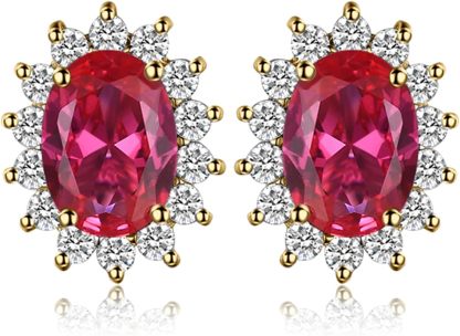 Vintage Moissanite Emerald Ruby Stud Earrings 14k Gold Plated 925 Sterling Silver Earrings | Mix Mix Style [Hot Seller]-Mix MIx Style