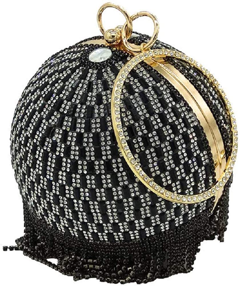 Dazzling Crystal Tassel Women Evening Bag Round Wedding Cocktail Wristlets Handbag Purse | Mix Mix Style [Hot Seller]-Mix MIx Style