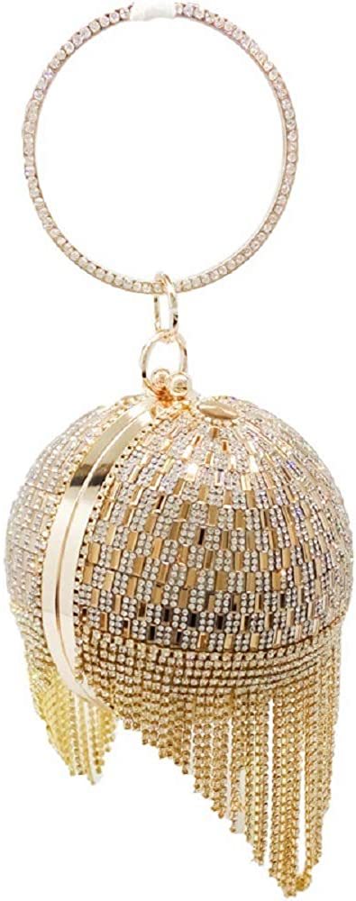 Dazzling Crystal Tassel Women Evening Bag Round Wedding Cocktail Wristlets Handbag Purse | Mix Mix Style [Hot Seller]-Mix MIx Style