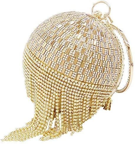 Dazzling Crystal Tassel Women Evening Bag Round Wedding Cocktail Wristlets Handbag Purse | Mix Mix Style [Hot Seller]-Mix MIx Style