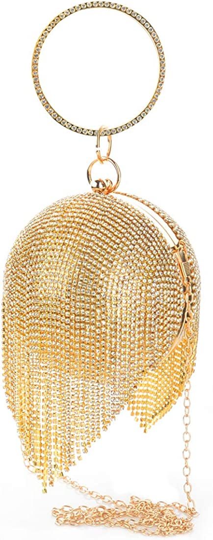 Linkidea Clutch Purses for Women Evening Party Round Ball Crystal Tassel Lady Party Wedding Shoulder Bag | Mix Mix Style [Hot Seller]-Mix MIx Style