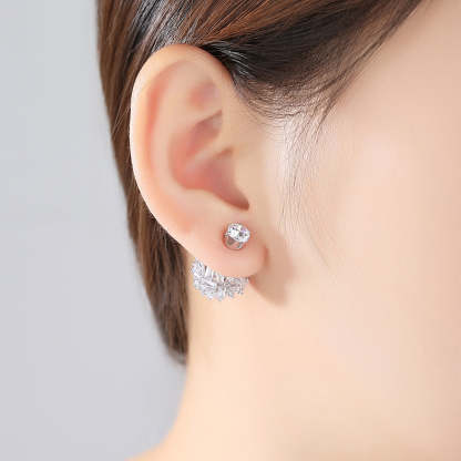 Black - White Ball Shaped Classic Moissanite Diamonds Luxury 18k White Gold Plated Vintage Retro Stud Earrings | Mix Mix Style-Mix MIx Style