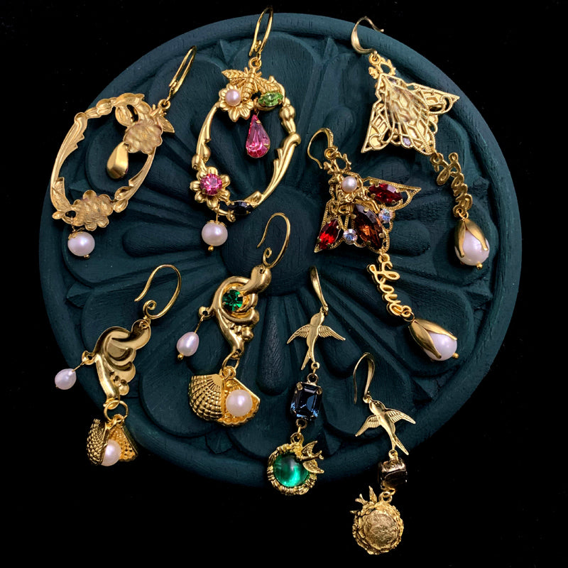 Pearl Gemstone Small Animal Bee Bird Handmade Vintage Earrings Jewelry | Mix Mix Style [Hot Seller]-Mix MIx Style
