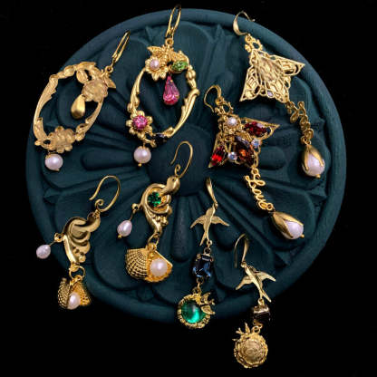 Pearl Gemstone Small Animal Bee Bird Handmade Vintage Earrings Jewelry | Mix Mix Style [Hot Seller]-Mix MIx Style