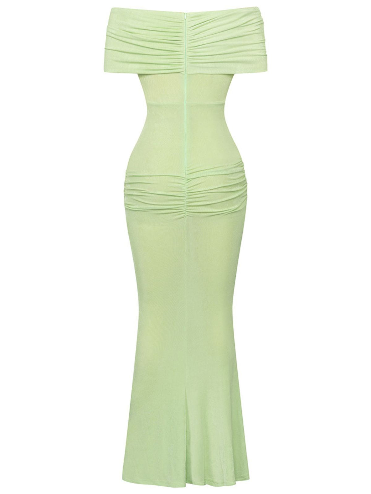 Green Off Shoulder Ruched Maxi Dress | Mix Mix Style [Hot Seller]-Mix MIx Style