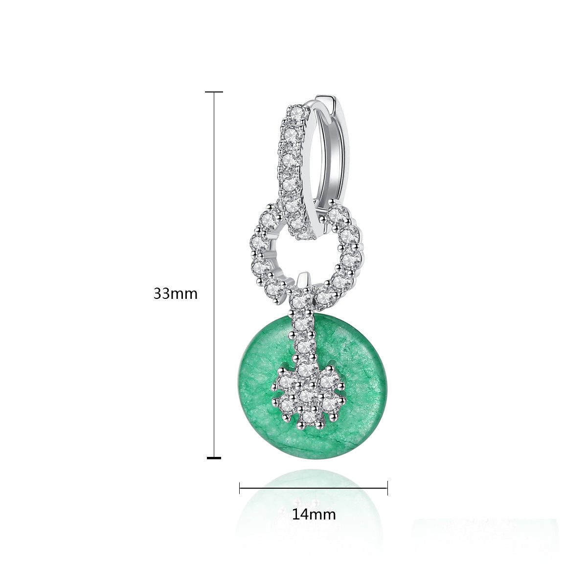 Green Circle Chain Shaped Moissanite Diamonds Luxury 18k White Gold Plated Retro Drop Earrings | Mix Mix Style-Mix MIx Style