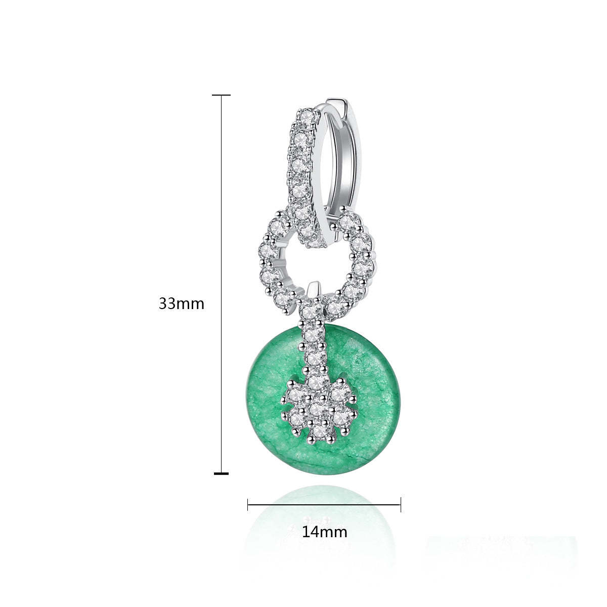 Green Circle Chain Shaped Moissanite Diamonds Luxury 18k White Gold Plated Retro Drop Earrings | Mix Mix Style-Mix MIx Style