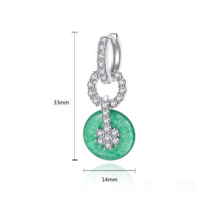 Green Circle Chain Shaped Moissanite Diamonds Luxury 18k White Gold Plated Retro Drop Earrings | Mix Mix Style-Mix MIx Style