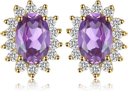 Vintage Moissanite Emerald Ruby Stud Earrings 14k Gold Plated 925 Sterling Silver Earrings | Mix Mix Style [Hot Seller]-Mix MIx Style