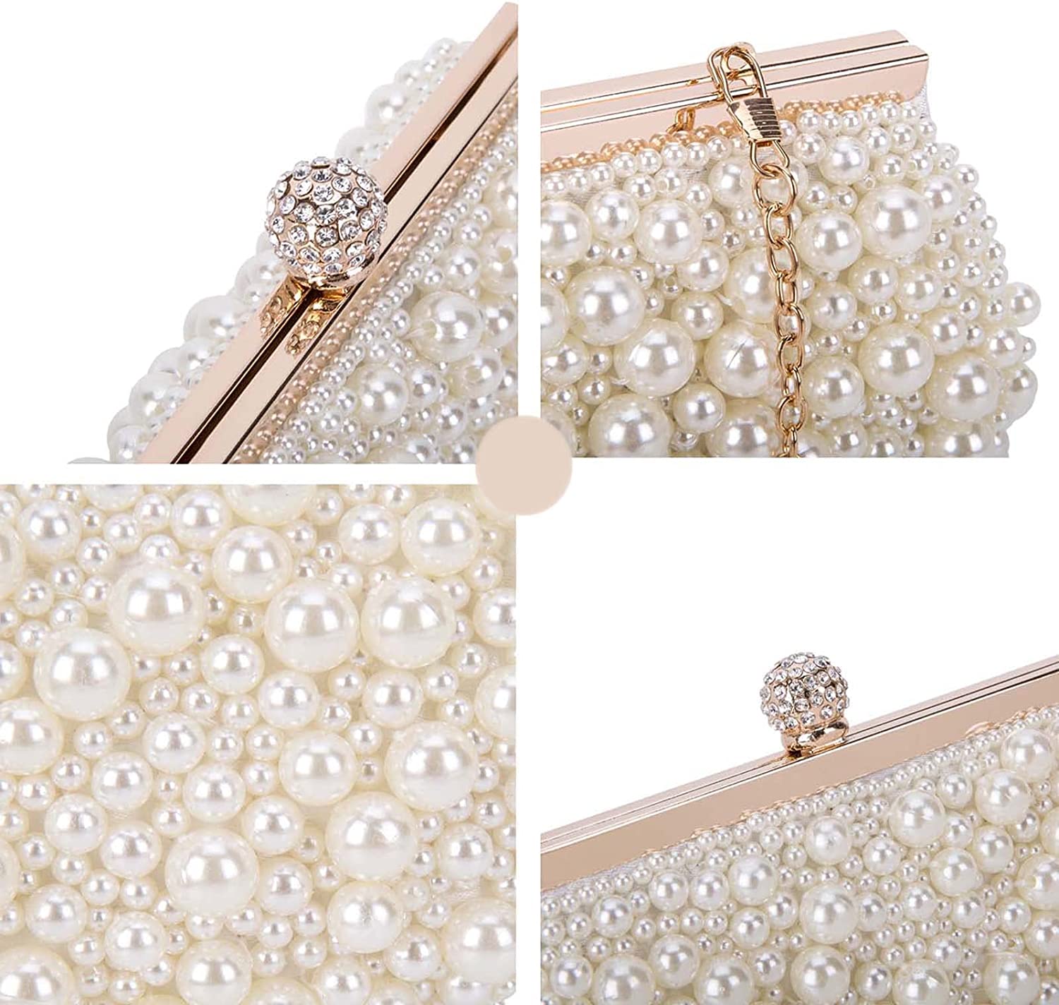 Artificial Pearl Beaded Clutch Evening Bags for Women Formal Bridal Wedding Clutch Purse Prom Cocktail Party Handbags | Mix Mix Style [Hot Seller]-Mix MIx Style