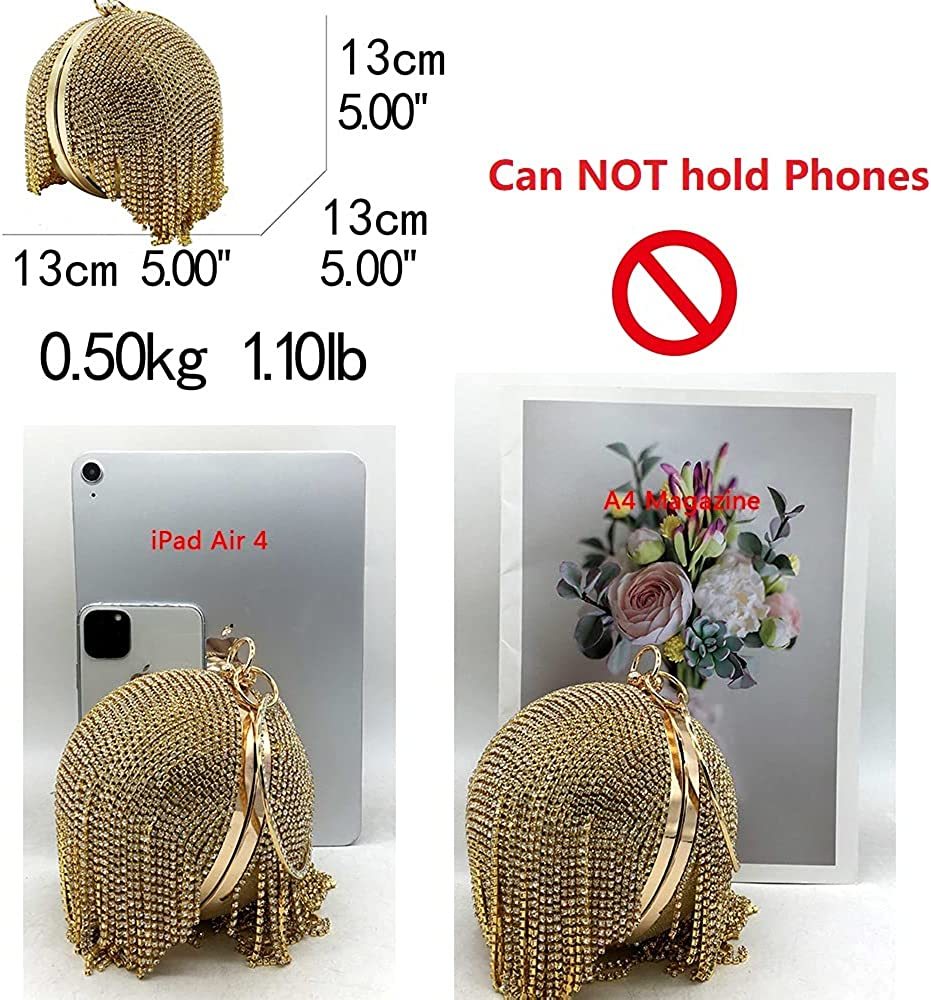 Dazzling Crystal Tassel Women Evening Bag Round Wedding Cocktail Wristlets Handbag Purse | Mix Mix Style [Hot Seller]-Mix MIx Style
