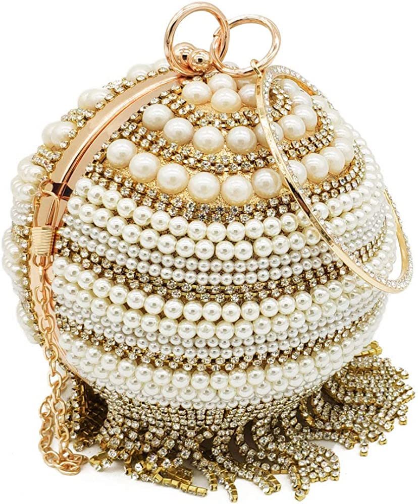 Dazzling Crystal Tassel Women Evening Bag Round Wedding Cocktail Wristlets Handbag Purse | Mix Mix Style [Hot Seller]-Mix MIx Style