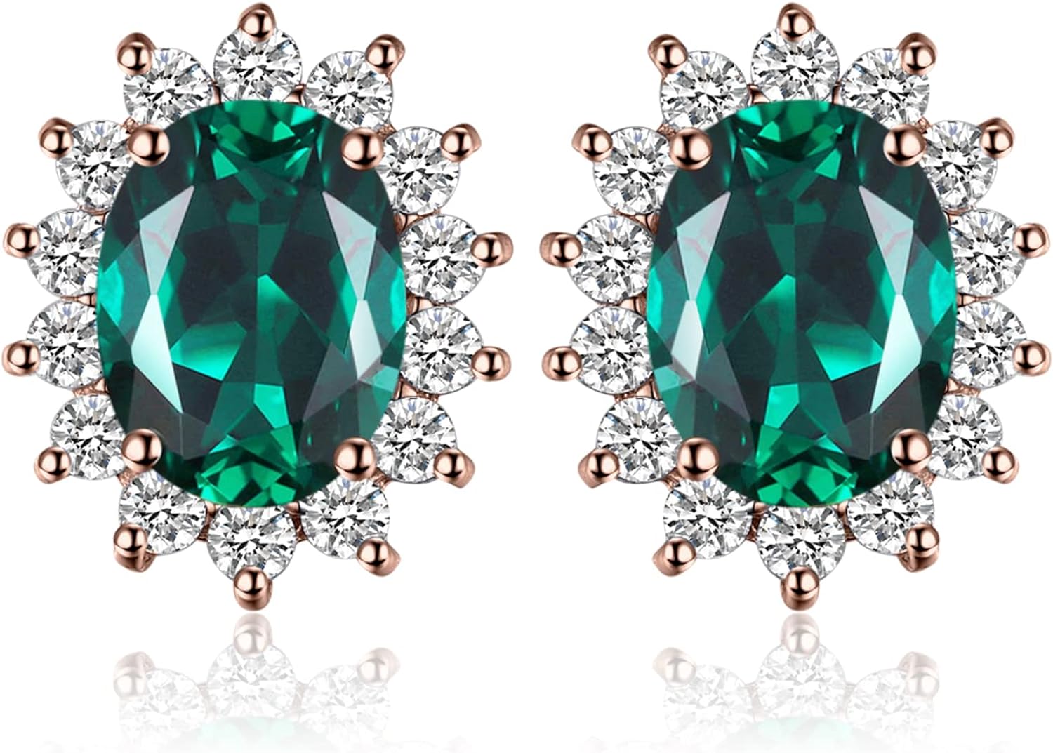 Vintage Moissanite Emerald Ruby Stud Earrings 14k Gold Plated 925 Sterling Silver Earrings | Mix Mix Style [Hot Seller]-Mix MIx Style