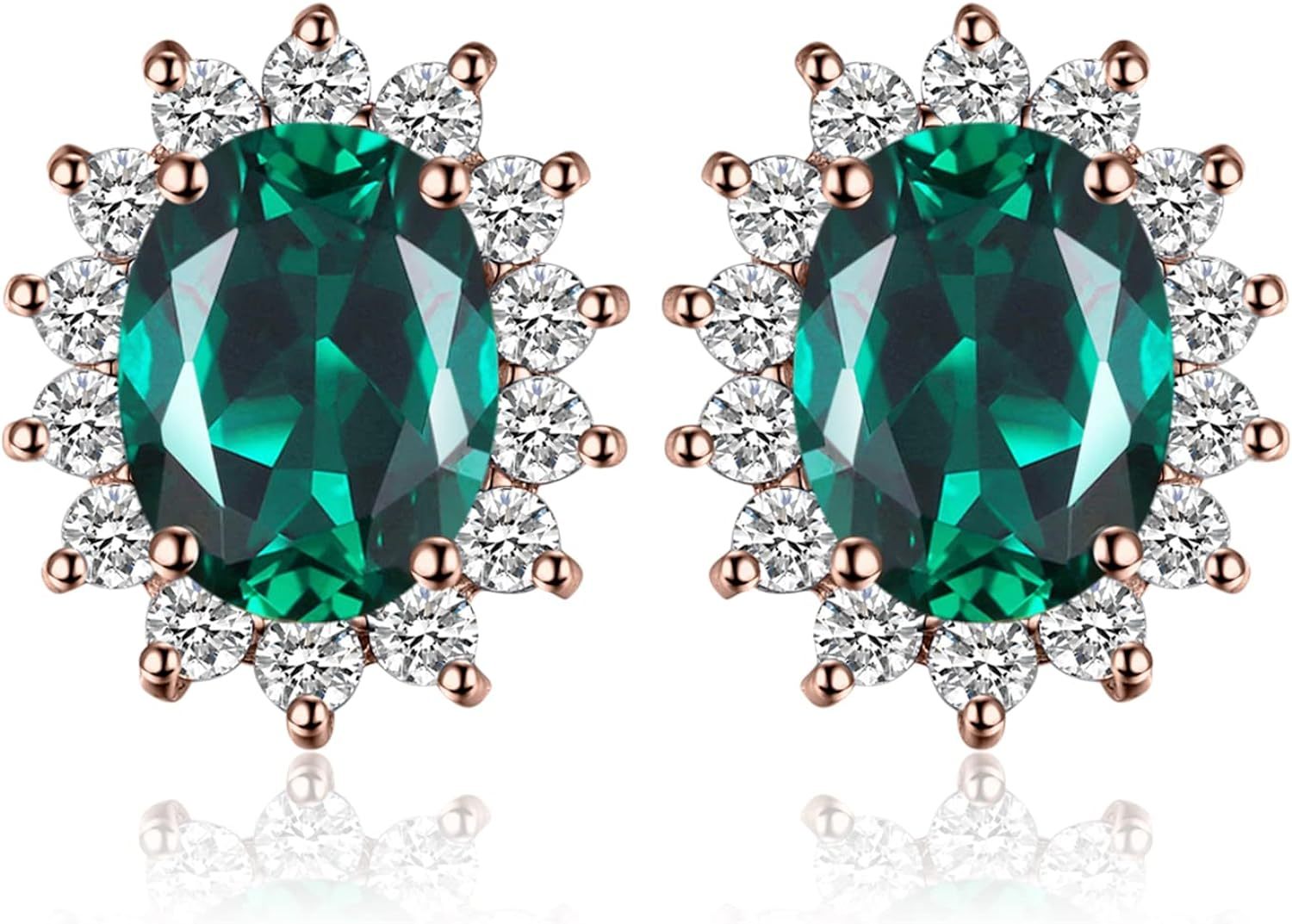 Vintage Moissanite Emerald Ruby Stud Earrings 14k Gold Plated 925 Sterling Silver Earrings | Mix Mix Style [Hot Seller]-Mix MIx Style