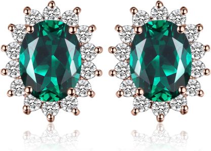 Vintage Moissanite Emerald Ruby Stud Earrings 14k Gold Plated 925 Sterling Silver Earrings | Mix Mix Style [Hot Seller]-Mix MIx Style