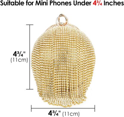 Linkidea Clutch Purses for Women Evening Party Round Ball Crystal Tassel Lady Party Wedding Shoulder Bag | Mix Mix Style [Hot Seller]-Mix MIx Style