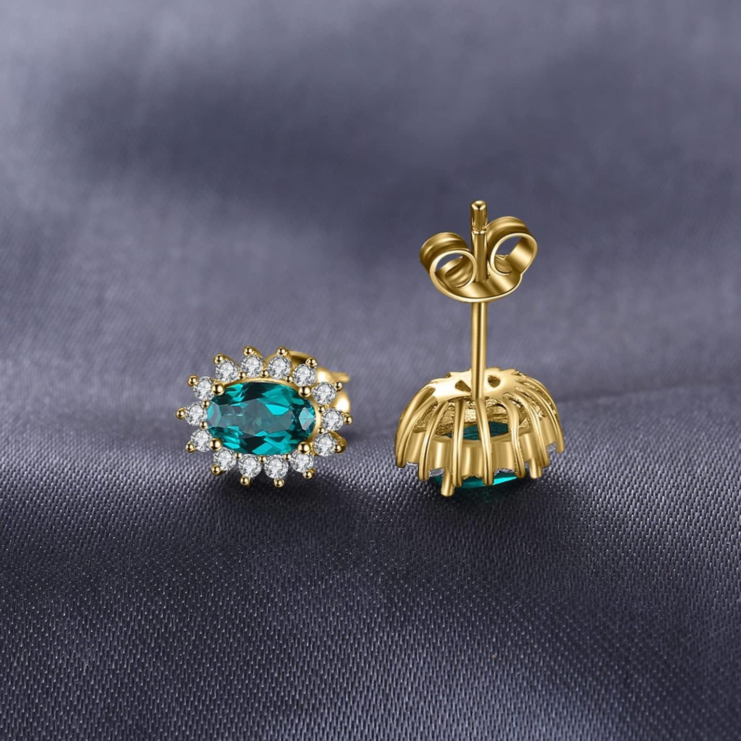 Vintage Moissanite Emerald Ruby Stud Earrings 14k Gold Plated 925 Sterling Silver Earrings | Mix Mix Style [Hot Seller]-Mix MIx Style