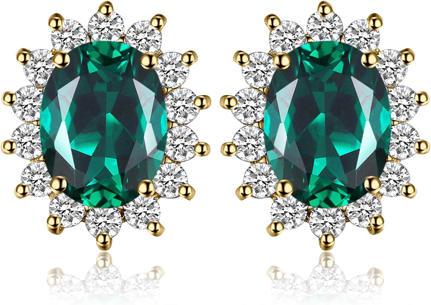 Vintage Moissanite Emerald Ruby Stud Earrings 14k Gold Plated 925 Sterling Silver Earrings | Mix Mix Style [Hot Seller]-Mix MIx Style