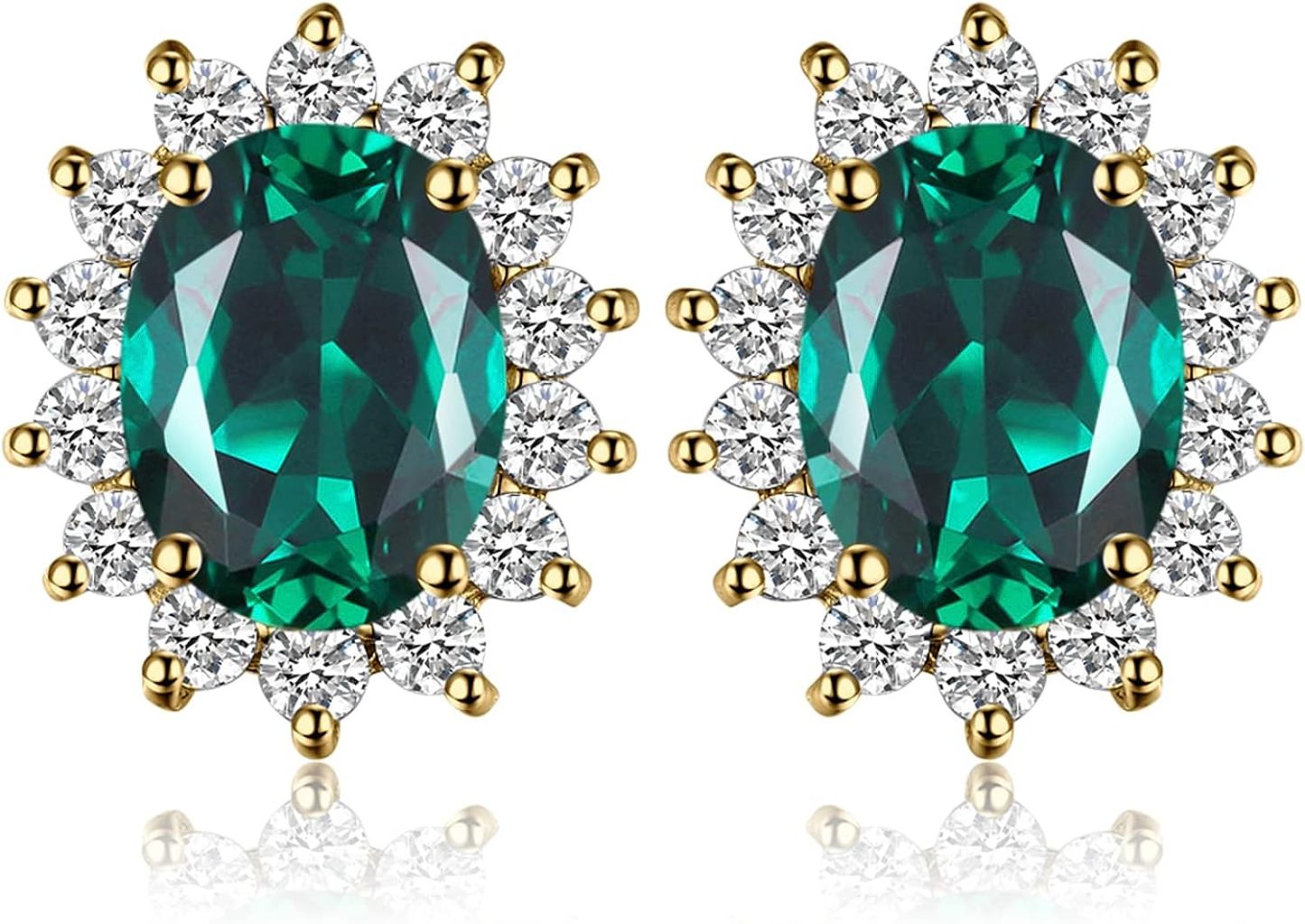 Vintage Moissanite Emerald Ruby Stud Earrings 14k Gold Plated 925 Sterling Silver Earrings | Mix Mix Style [Hot Seller]-Mix MIx Style