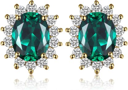 Vintage Moissanite Emerald Ruby Stud Earrings 14k Gold Plated 925 Sterling Silver Earrings | Mix Mix Style [Hot Seller]-Mix MIx Style