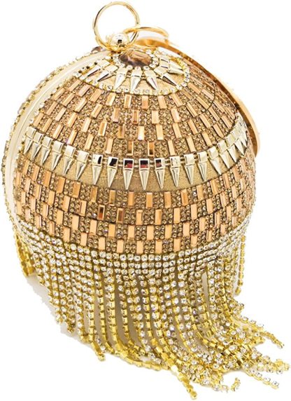 Dazzling Crystal Tassel Women Evening Bag Round Wedding Cocktail Wristlets Handbag Purse | Mix Mix Style [Hot Seller]-Mix MIx Style