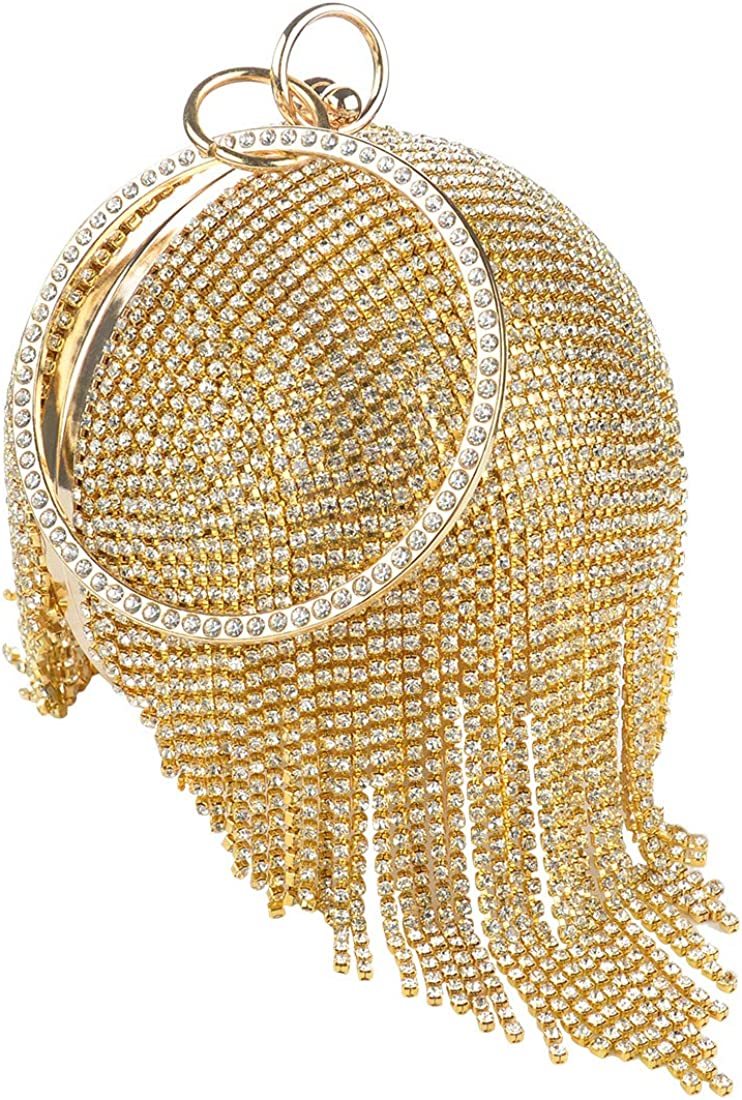 Linkidea Clutch Purses for Women Evening Party Round Ball Crystal Tassel Lady Party Wedding Shoulder Bag | Mix Mix Style [Hot Seller]-Mix MIx Style