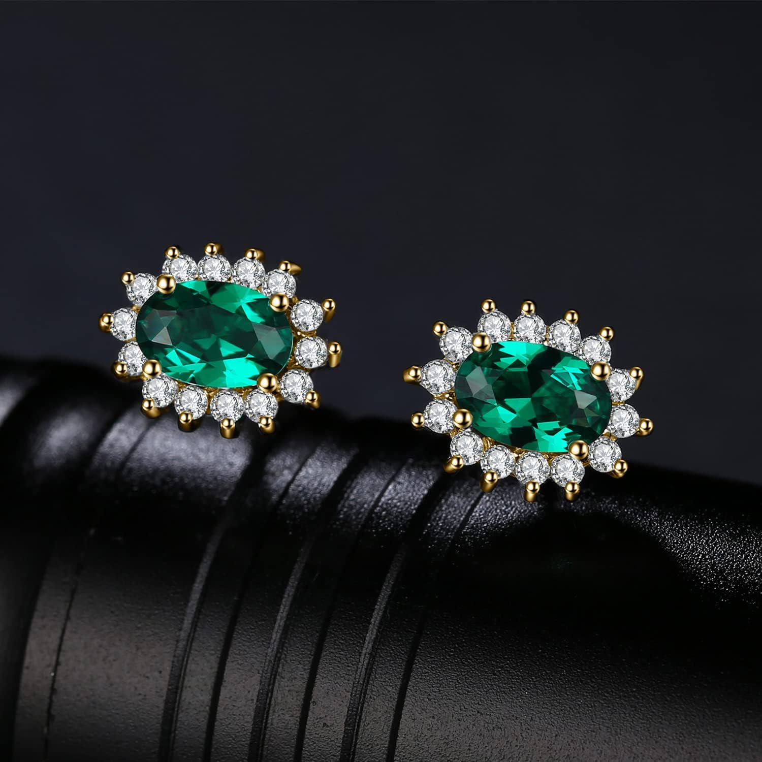 Vintage Moissanite Emerald Ruby Stud Earrings 14k Gold Plated 925 Sterling Silver Earrings | Mix Mix Style [Hot Seller]-Mix MIx Style