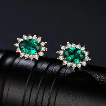 Vintage Moissanite Emerald Ruby Stud Earrings 14k Gold Plated 925 Sterling Silver Earrings | Mix Mix Style [Hot Seller]-Mix MIx Style