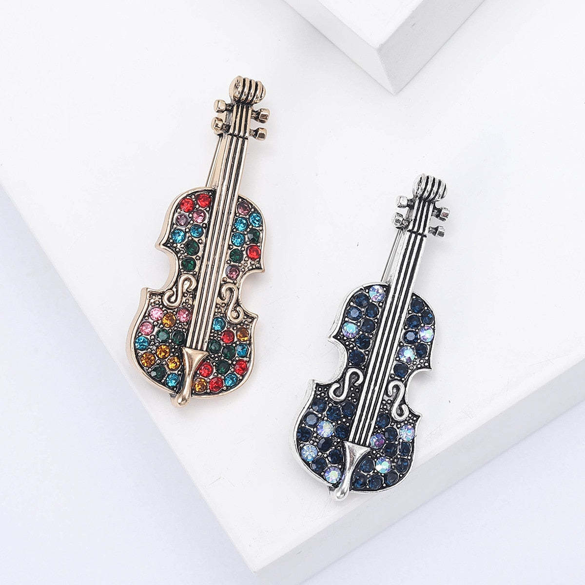 Shiny violin brooch unisex classic diamond instrument brooch gift | Mix Mix Style [Hot Seller]-Mix MIx Style