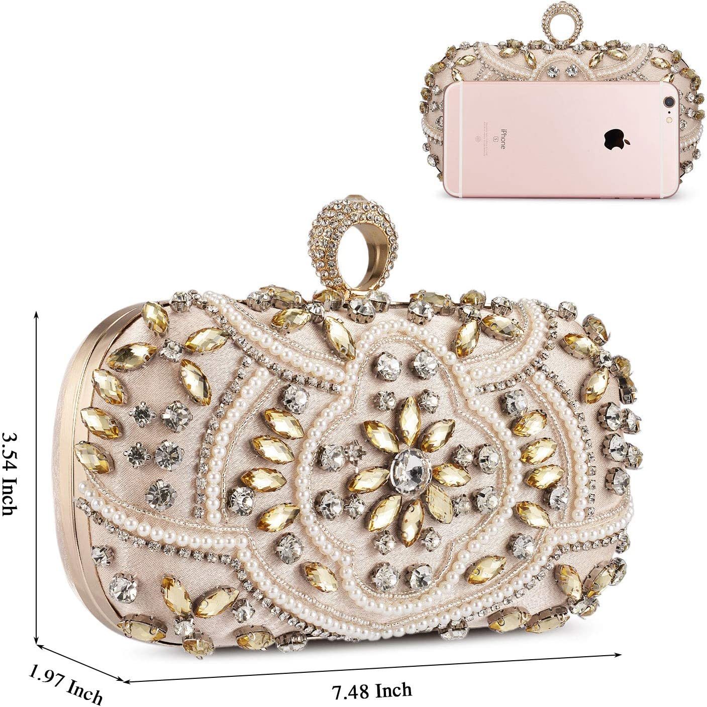 Diamond Evening Ladies Hard Shell Clutches With Detachable Chain Strap for Parties Wedding Clubs Evening Bags | Mix Mix Style [Hot Seller]-Mix MIx Style