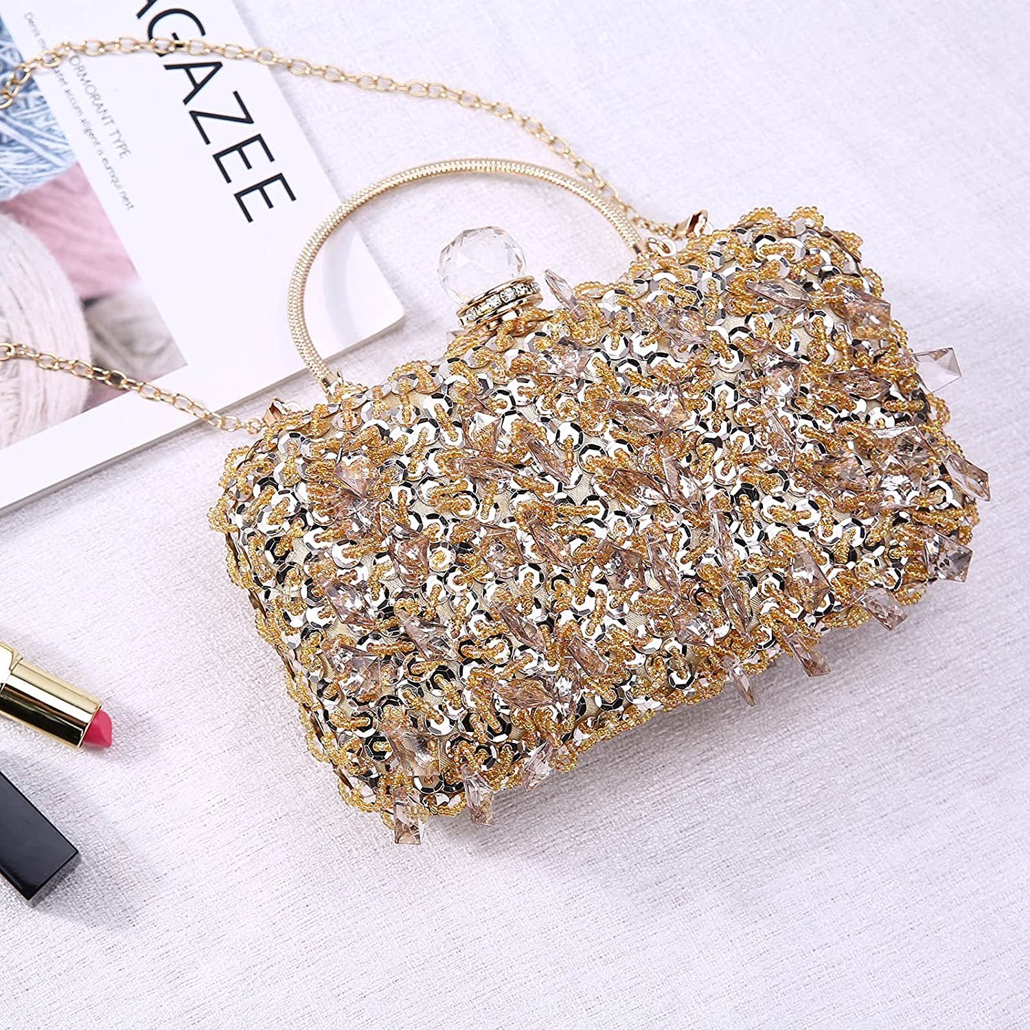 Women's Vintage Kiss Lock Beaded Sequin Design Flower Handbags & Evening Bags | Mix Mix Style [Hot Seller]-Mix MIx Style