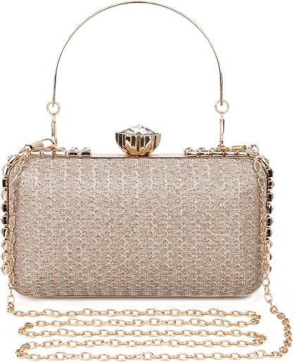 Diamond Evening Ladies Hard Shell Clutches With Detachable Chain Strap for Parties Wedding Clubs Evening Bags | Mix Mix Style [Hot Seller]-Mix MIx Style