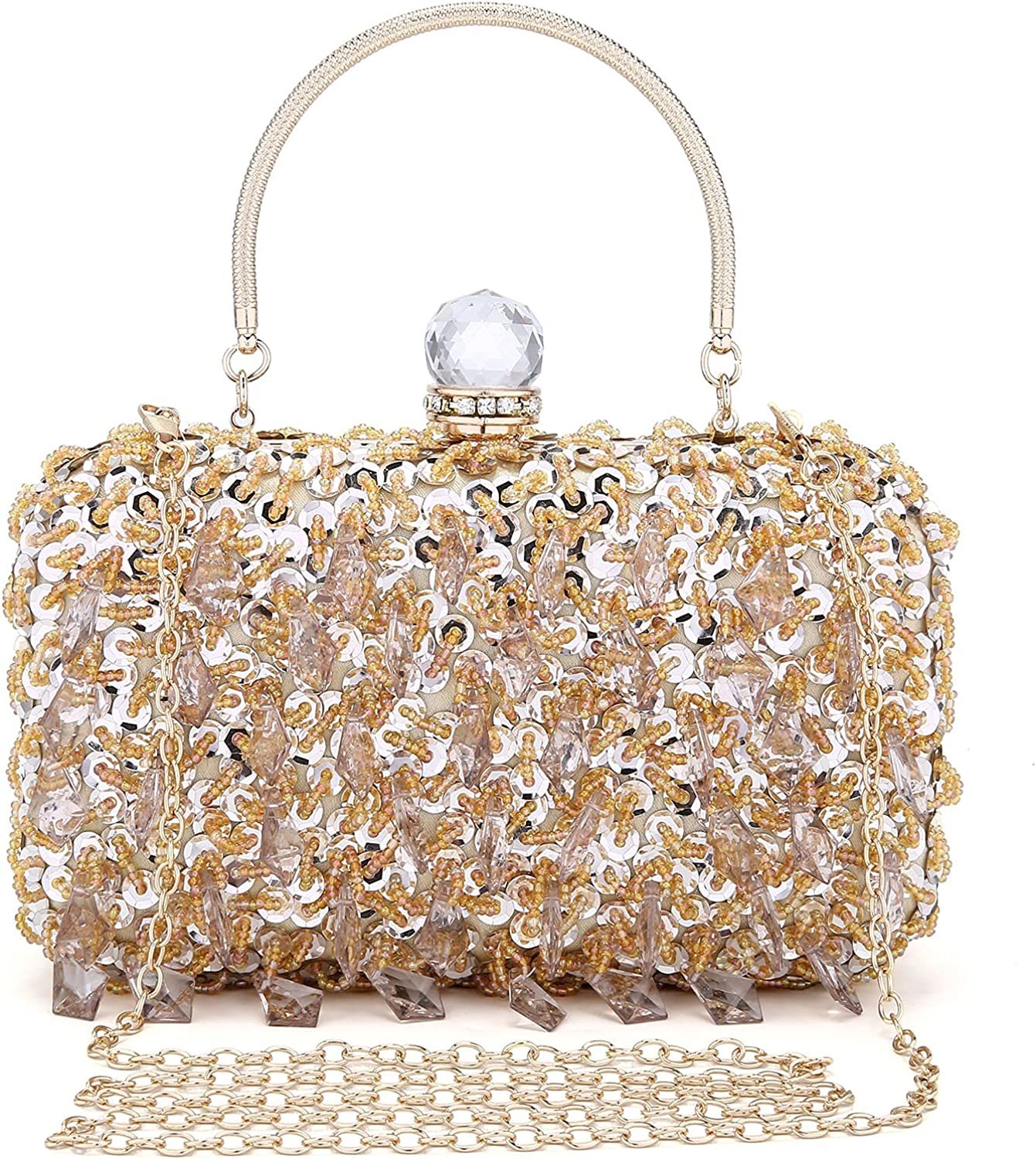 Women's Vintage Kiss Lock Beaded Sequin Design Flower Handbags & Evening Bags | Mix Mix Style [Hot Seller]-Mix MIx Style