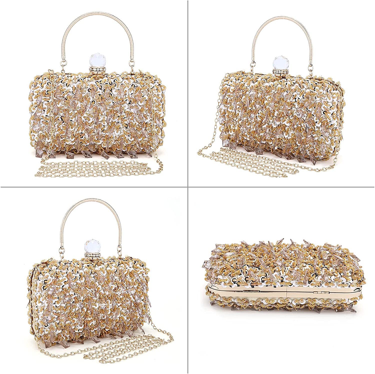 Women's Vintage Kiss Lock Beaded Sequin Design Flower Handbags & Evening Bags | Mix Mix Style [Hot Seller]-Mix MIx Style