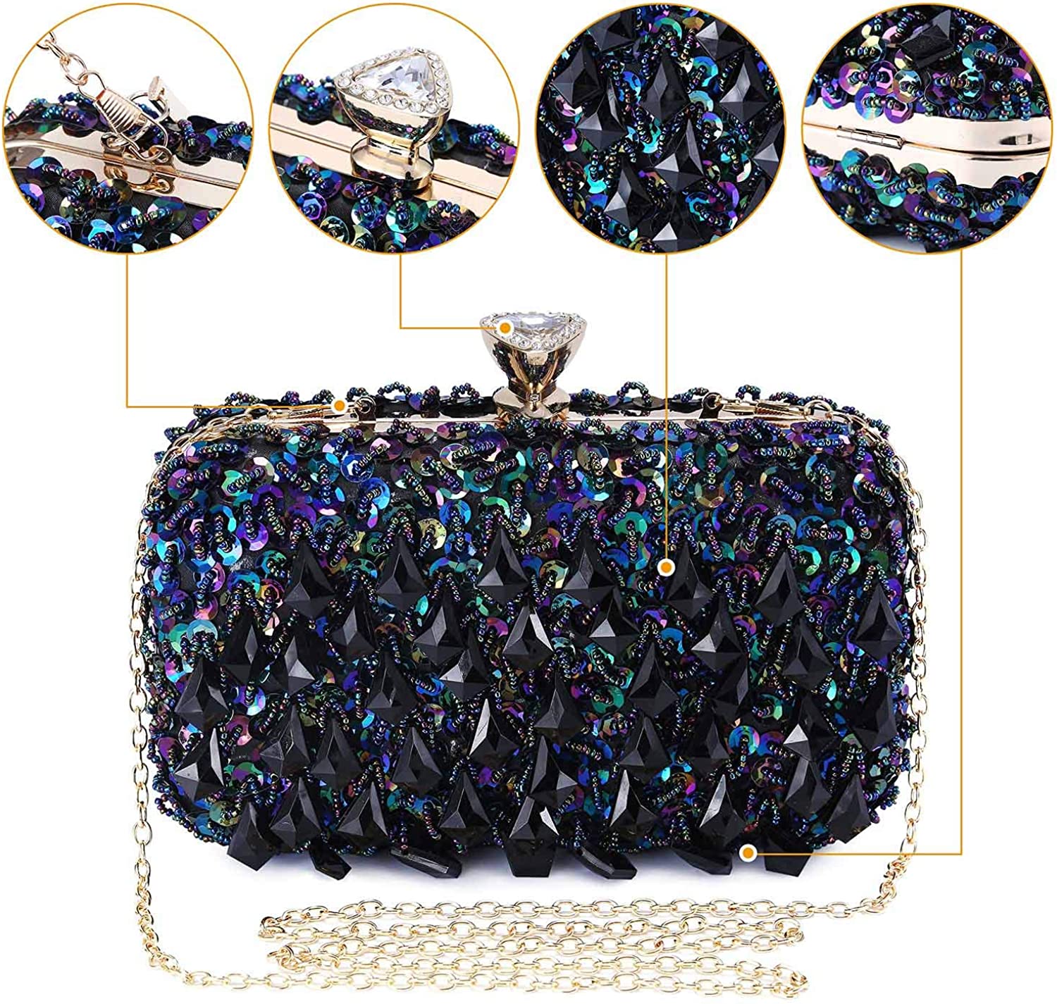 Women Clutch Wedding Purse Rhinestone Crystal Beaded Bags  Handbag for Women  Evening Bags | Mix Mix Style [Hot Seller]-Mix MIx Style