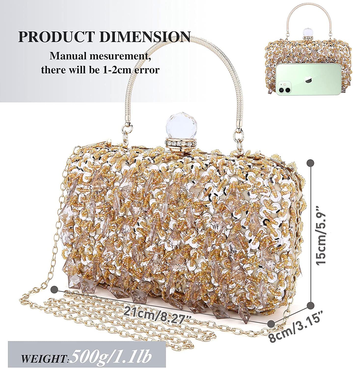 Women's Vintage Kiss Lock Beaded Sequin Design Flower Handbags & Evening Bags | Mix Mix Style [Hot Seller]-Mix MIx Style