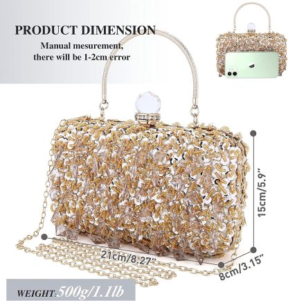 Women's Vintage Kiss Lock Beaded Sequin Design Flower Handbags & Evening Bags | Mix Mix Style [Hot Seller]-Mix MIx Style