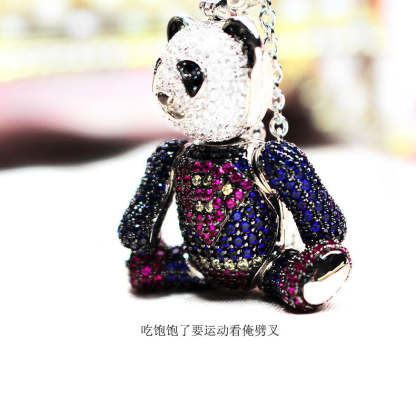 National style new panda necklace gold-plated Superman bear pendant three-dimensional fashion trendy men and women same style bear long necklace-Mix MIx Style