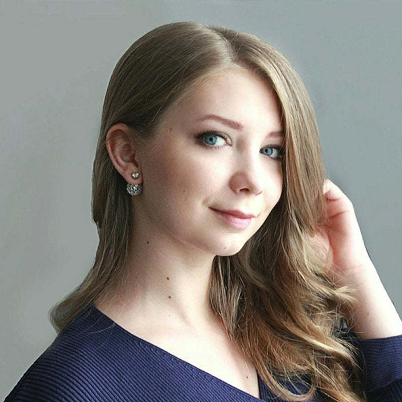 Black - White Ball Shaped Classic Moissanite Diamonds Luxury 18k White Gold Plated Vintage Retro Stud Earrings | Mix Mix Style-Mix MIx Style