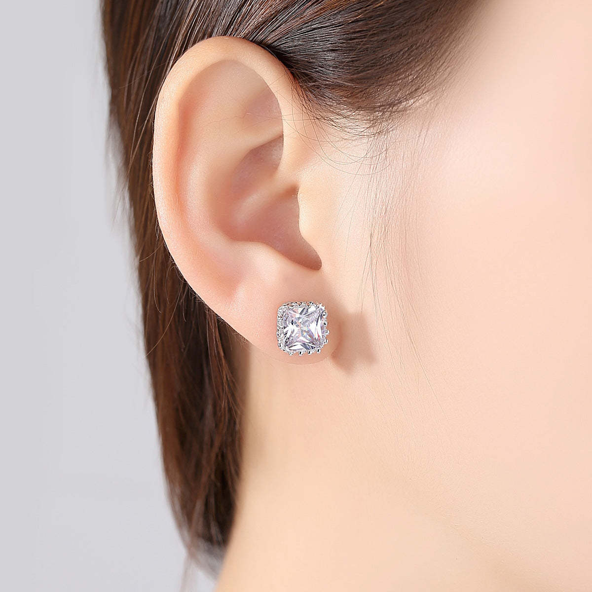 Dainty Pink - Purple -Red Cushion Moissanite Diamonds Elegant 18k Vermeil Gold Plated Vintage Retro Stud Earrings | Mix Mix Style-Mix MIx Style