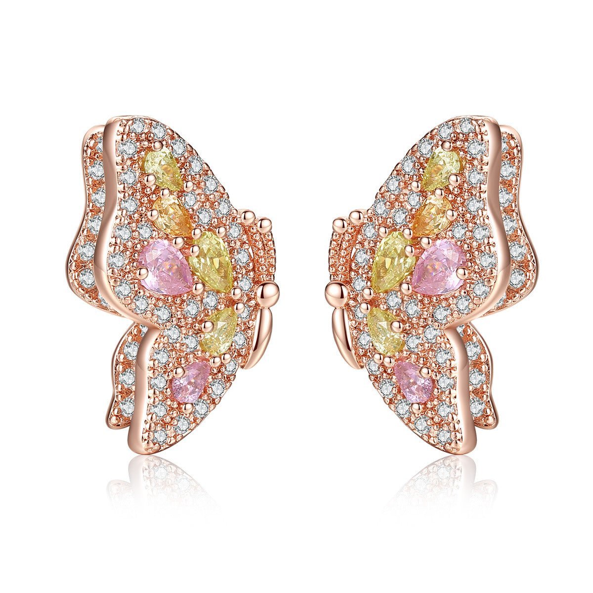 Multicolor Butterfly Timeless Moissanite Diamonds Luxury 18k Rose Gold