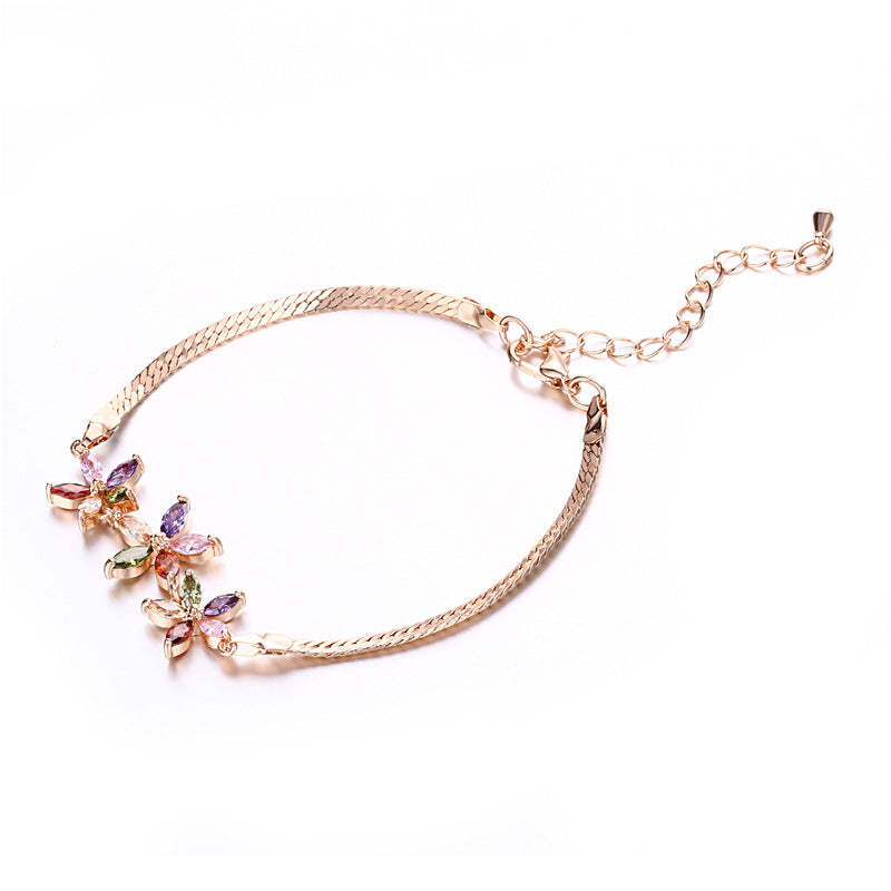 Flowers Multicolor Trendy Moissanite Diamonds Elegant 18k Rose Gold Pl