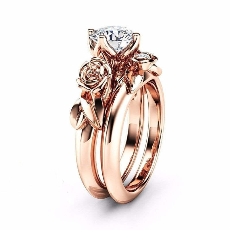 Flower Trendy Claw White Round Cut Moissanite Diamond 18k White Gold P